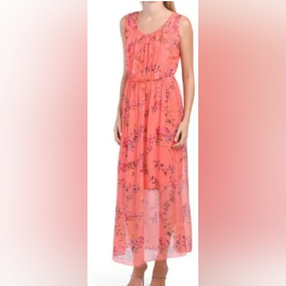 Viscose And Silk Blend Floral Maxi Dress